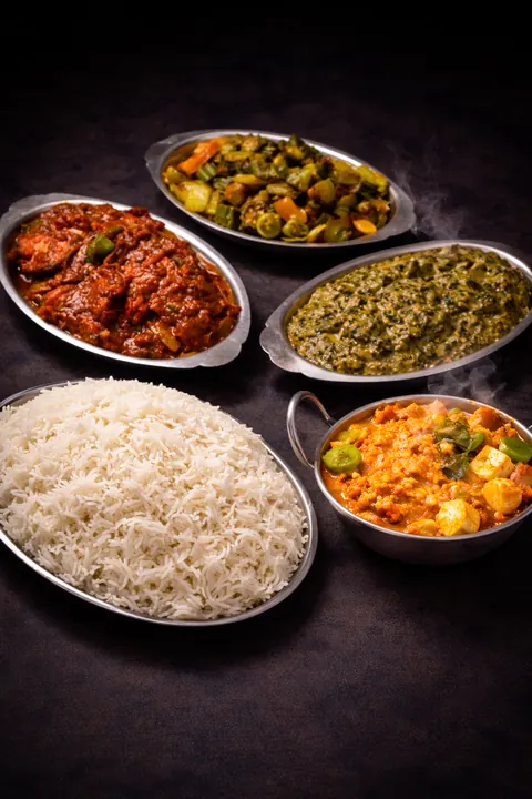 Rice, saag, paneer and curries from the India Palace kitchen