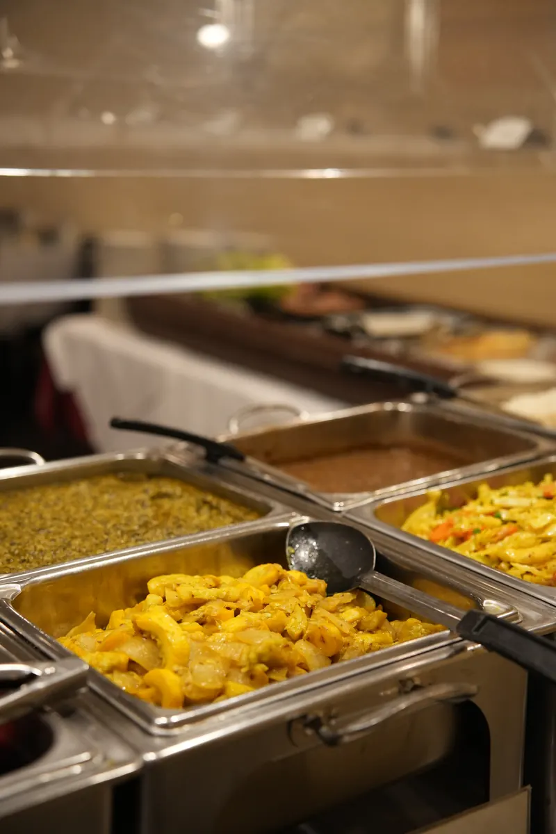 Curries and dal on the lunch buffet