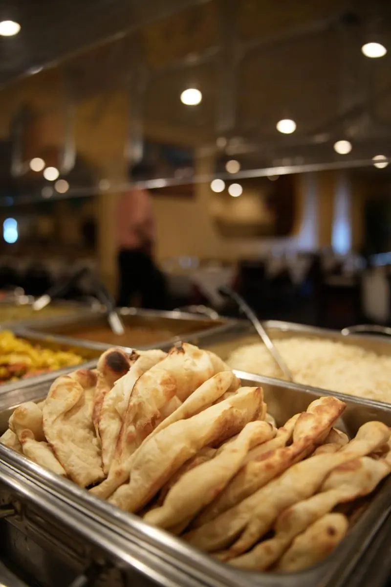 Fresh naan on the lunch buffet