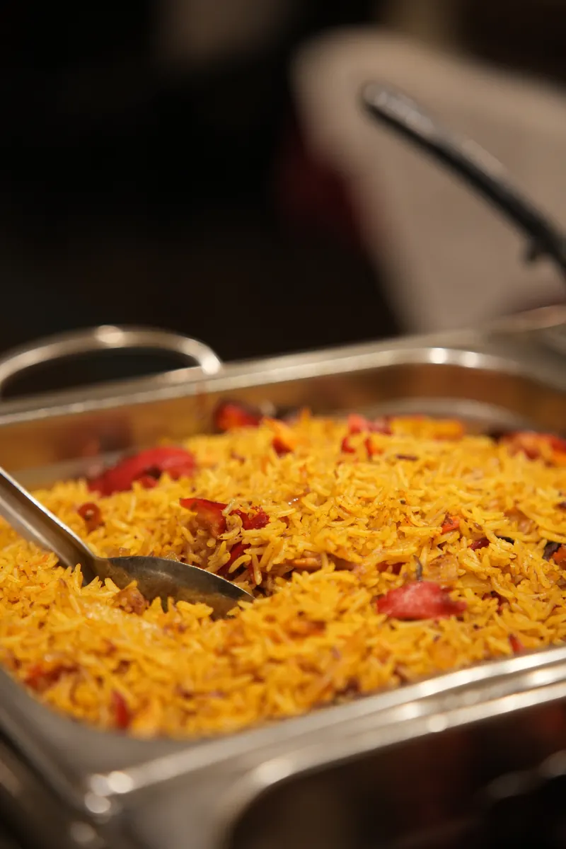 Seasoned rice on the lunch buffet