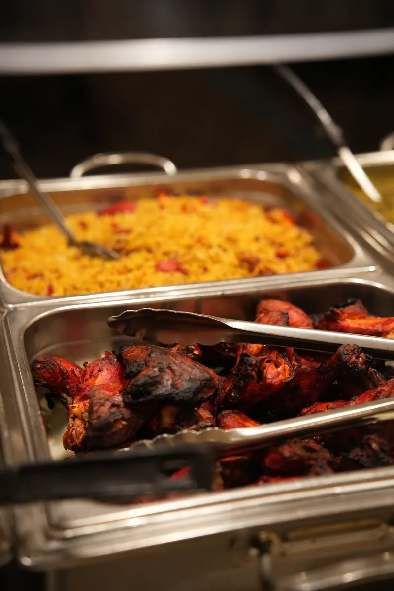 Tandoori chicken on the lunch buffet